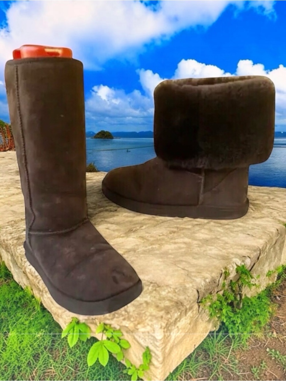 UGG Boots Classic Tall Brown Suede Shearling